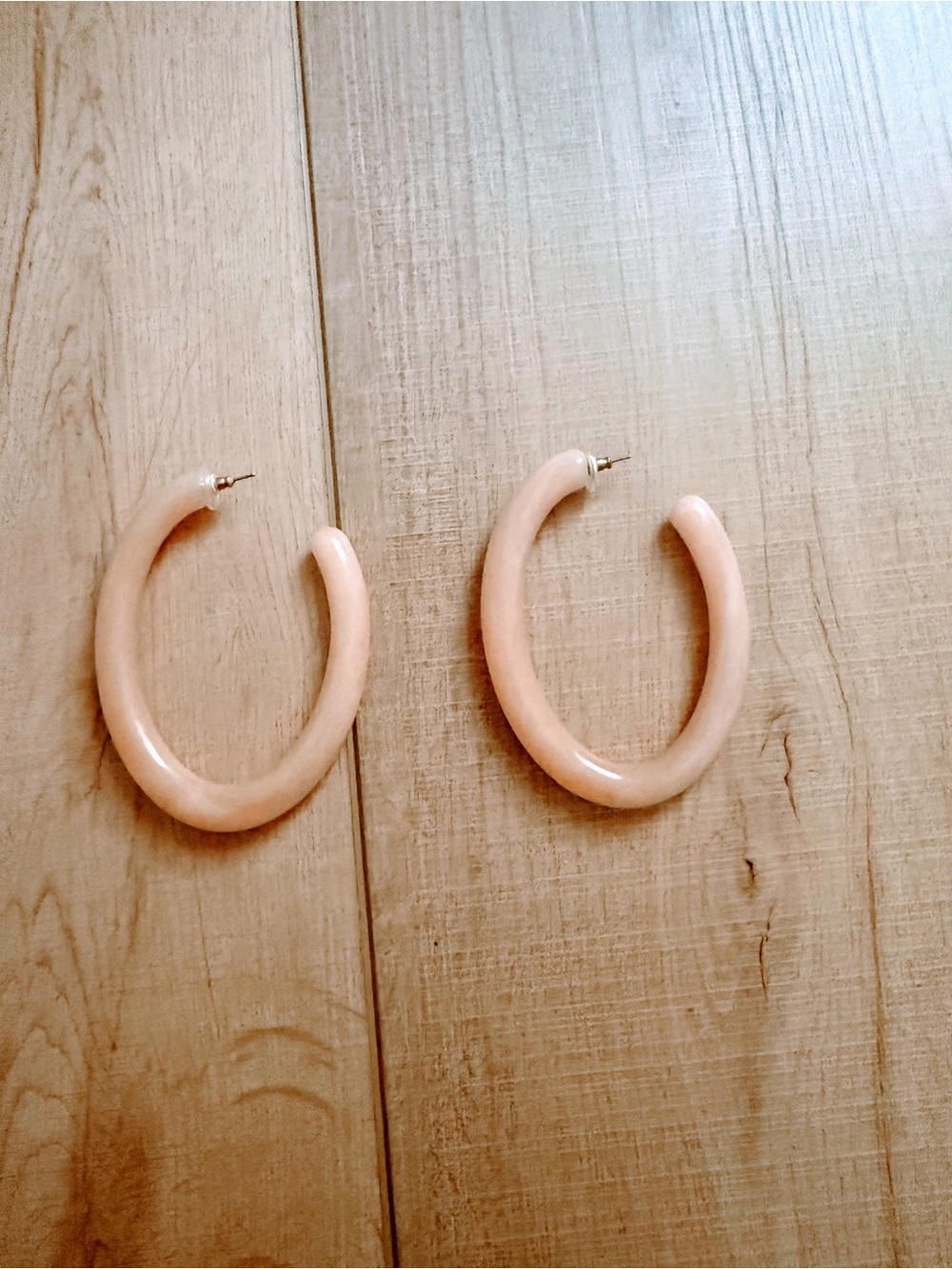 BaubleBar Resin Peach Hoop Earrings